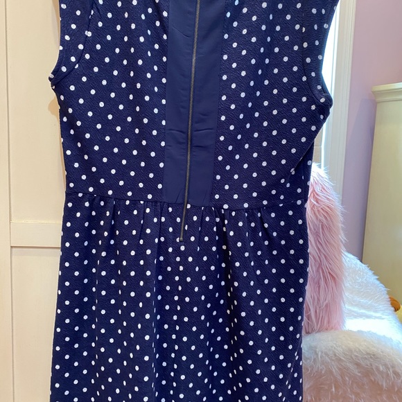 Navy Blue PolkaDotted Sleeveless Dress-Size XXL - Picture 3 of 7